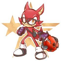 Size: 620x620 | Tagged: safe, artist:thegreatrouge, gadget the wolf, clenched fist, glasses, wispon