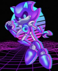 Size: 900x1100 | Tagged: safe, artist:starbased, metal sonic, black sclera, vaporwave