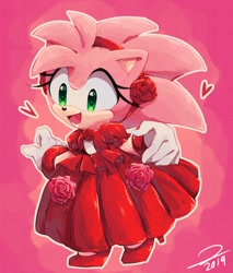 Size: 1929x2261 | Tagged: safe, artist:zer0fenix, amy rose, classic style, dress, rose