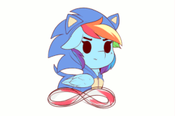 Size: 1957x1303 | Tagged: safe, artist:evehly, sonic the hedgehog, animated, crossover, cute, gif, kigurumi, my little pony, rainbow dash