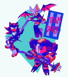 Size: 1800x2017 | Tagged: safe, artist:double kickflip, e-123 omega, rouge the bat, shadow the hedgehog, team dark