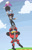 Size: 1400x2176 | Tagged: safe, e-123 omega, rouge the bat, shadow the hedgehog, cloud, daytime, flying, team dark