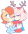 Size: 462x560 | Tagged: safe, artist:skittikyu, amy rose, sally acorn, duo, fake antlers, lesbian, sallamy, shipping, sweater