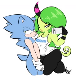 Size: 1222x1245 | Tagged: safe, artist:dullvivid, sonic the hedgehog, zeena, cellphone, selfie, shipping, straight, zeenic