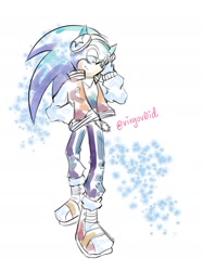 Size: 1152x1539 | Tagged: safe, artist:virgov0id, sonic the hedgehog, headphones, snow