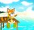 Size: 1600x1393 | Tagged: safe, artist:sfan12, marine the raccoon, beach, clouds, daytime