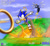 Size: 1200x1095 | Tagged: safe, buzz bomber, sonic the hedgehog, clouds, daytime, faux screencap, ring