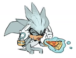 Size: 1426x1082 | Tagged: safe, artist:evan stanley, silver the hedgehog, pizza, telekinesis