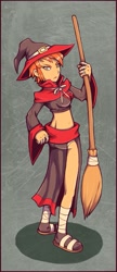 Size: 587x1361 | Tagged: safe, artist:cylent-nite, wendy naugus, au:sonic expanse, aged down, broom, evil, tails skypatrol, witch outfit