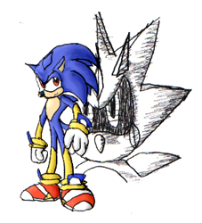 Size: 282x311 | Tagged: safe, artist:terrichance, metal sonic, deroboticized, mobianified, silhouette