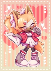 Size: 1475x2048 | Tagged: safe, artist:lil nek, whisper the wolf, wolf, cute, letter, solo, standing, valentine's day, whispabetes