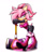 Size: 780x960 | Tagged: safe, artist:untropia, amy rose, rouge the bat, fusion, looking at viewer, one fang, piko piko hammer, rouge's heart top