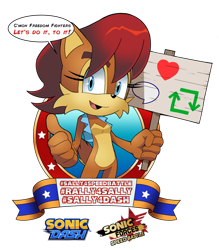 Size: 1024x1167 | Tagged: safe, artist:kojiro-brushard, sally acorn, rally 4 sally, sign