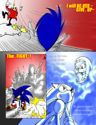 Size: 550x711 | Tagged: safe, artist:may shing, robotnik, sonic the hedgehog, tikal, comic, explosion, song lyrics, spindash