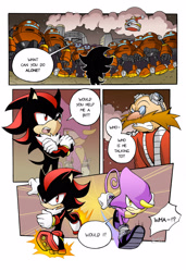 Size: 2027x2957 | Tagged: safe, artist:finikart, egg pawn, espio the chameleon, robotnik, shadow the hedgehog, comic, dialogue, eggmobile, invisible