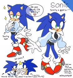 Size: 1913x2048 | Tagged: safe, artist:milkylotte, sonic the hedgehog, dialogue, gender swap, self paradox