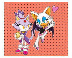 Size: 1280x1037 | Tagged: safe, artist:darkdivide1, blaze the cat, rouge the bat, flying, looking at each other, sol emerald