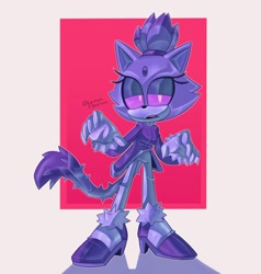 Size: 1950x2048 | Tagged: safe, artist:lemon eyebrows, blaze the cat, zombot