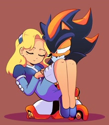 Size: 2100x2400 | Tagged: safe, artist:spinstellar, maria robotnik, shadow the hedgehog, carrying them, shadowbetes, sleeping