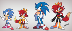 Size: 1950x850 | Tagged: safe, artist:kitarehamakura, fiona fox, sonic the hedgehog