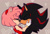 Size: 1280x871 | Tagged: safe, artist:lilredgummie, amy rose, shadow the hedgehog, blushing, kiss, shadamy, shipping