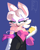 Size: 1181x1480 | Tagged: safe, artist:pharmakontent, rouge the bat, chaos emerald, looking offscreen, rouge's heart top, solo