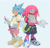 Size: 1359x1316 | Tagged: safe, artist:momopatchi, knuckles the echidna, sonic the hedgehog, chao, cellphone, goggles