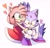 Size: 2500x2400 | Tagged: safe, artist:cuteytcat, amy rose, blaze the cat, amy x blaze, amy's halterneck dress, blaze's tailcoat, hearts, hugging, lesbian, shipping