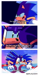 Size: 2138x4096 | Tagged: safe, artist:splashburr, sonic the hedgehog, sonic the ova, dialogue, minecraft, strange isn't it?