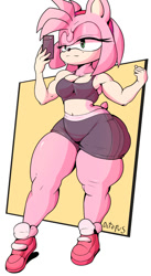 Size: 542x991 | Tagged: suggestive, artist:8pusdraws, amy rose, buff amy, muscular, selfie