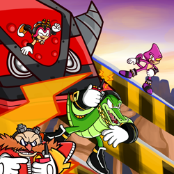 Size: 2500x2500 | Tagged: safe, artist:z-nebula-z, charmy bee, espio the chameleon, robotnik, vector the crocodile, sonic heroes, group