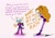 Size: 2048x1431 | Tagged: safe, artist:brogararts, rouge the bat, adagio dazzle (mlp), duo, kazumi evans, voice actor joke