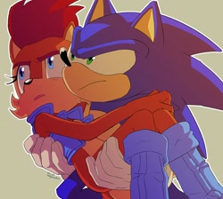 Size: 1200x1077 | Tagged: safe, artist:jadepesky, sally acorn, sonic the hedgehog, duo