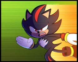 Size: 2150x1700 | Tagged: safe, artist:galaxy_cowboy, shadow the hedgehog, sonic prime, redraw, scene interpretation, solo