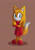 Size: 1024x1444 | Tagged: safe, artist:ailatf, zooey the fox, fox, brown background, dress, female, lineless, looking at viewer, no outlines, simple background, solo, sonic boom (tv)