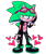 Size: 1000x1200 | Tagged: safe, artist:reinadecorazonez, scourge the hedgehog, hedgehog, chain, clenched teeth, fingerless gloves, hearts, jacket, lidded eyes, looking at viewer, shoes, signature, simple background, smile, solo, spiked bracelet, standing, sunglasses