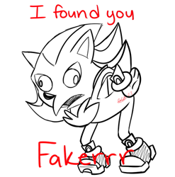 Size: 839x850 | Tagged: safe, artist:gottagoblast, shadow the hedgehog, hedgehog, i found you faker, meme, simple background, solo, spongebob squarepants, white background