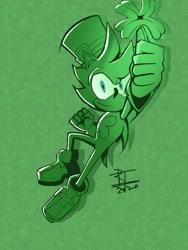 Size: 900x1200 | Tagged: safe, artist:sketchshinobi, irish the hedgehog, hedgehog, four leaf clover, looking at viewer, monochrome, solo