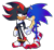 Size: 575x530 | Tagged: safe, artist:nannelflannel, shadow the hedgehog, sonic the hedgehog, hedgehog, clenched teeth, duo, eyes closed, frown, gay, gloves, holding hands, looking at them, shadow x sonic, shipping, shoes, simple background, smile, socks, standing, standing on one leg, transparent background