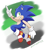 Size: 1280x1398 | Tagged: safe, artist:sonicaspeed123, sonic the hedgehog, hedgehog, abstract background, aromantic pride, clenched teeth, gloves, looking at viewer, mid-air, pointing, pride flag background, semi-transparent background, shoes, signature, smile, soap shoes, socks, solo