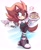 Size: 2407x2952 | Tagged: safe, artist:panda_purpl3, oc, oc:hilda the hyena, hyena, abstract background, boots, cake, food, holding something, looking offscreen, oc only, one fang, plate, question mark, smile, solo, standing