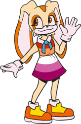 Size: 1432x2185 | Tagged: safe, artist:masondarts, cream the rabbit, rabbit, child, dress, gloves, headcanon, lesbian, lesbian pride, looking offscreen, pride, shoes, simple background, smile, socks, solo, standing, transparent background, waving