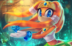 Size: 1366x874 | Tagged: safe, artist:ranisa, tikal, echidna, sonic adventure, chaos emerald, solo