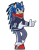 Size: 2200x2800 | Tagged: safe, artist:pegacousinceles, sonic the hedgehog, hedgehog, bandana, clenched teeth, colored ears, colored quills, gloves, jumper, looking at viewer, male, pants, pointing, redesign, shoes, simple background, socks, solo, standing, transparent background