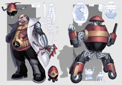 Size: 1073x745 | Tagged: safe, artist:loupgarou, robotnik, sonic cranked, badnik, cyborg, duo, redesign