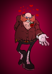 Size: 2480x3508 | Tagged: safe, artist:felismoon, robotnik, looking at viewer, mouth hold, rose, solo, this will end in romance