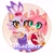 Size: 1934x1925 | Tagged: safe, artist:red-ginger, amy rose, blaze the cat, cat, hedgehog, 2021, amy x blaze, amy's halterneck dress, blaze's tailcoat, cute, female, females only, heart, lesbian, looking at viewer, peace sign, shipping