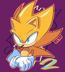 Size: 1817x2000 | Tagged: safe, artist:cryogx, sonic the hedgehog, arms folded, purple background, starfall super sonic, stern