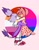 Size: 1036x1336 | Tagged: safe, artist:inidemoie, amy rose, blaze the cat, cat, hedgehog, 2021, amy x blaze, bisexual pride, blaze's tailcoat, blushing, cute, dress, eyes closed, female, females only, holding them, lesbian, lesbian pride, noses are touching, pride, shipping