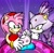 Size: 2917x2851 | Tagged: safe, artist:_tropicvibes_, amy rose, blaze the cat, cat, hedgehog, 2023, amy x blaze, amy's halterneck dress, blaze's tailcoat, crystal ball, cute, female, females only, lesbian, looking at them, shipping